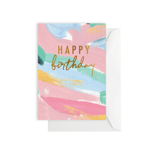Happy Birthday, Brushy colour, greeting card